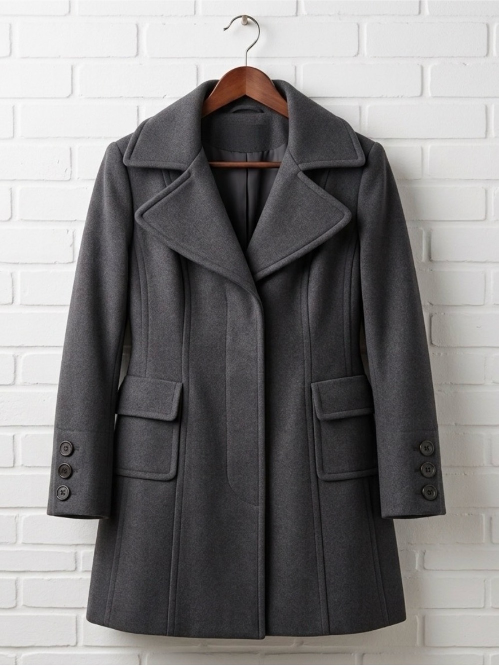 Boston Proper Charcoal Gray Wool Peacoat